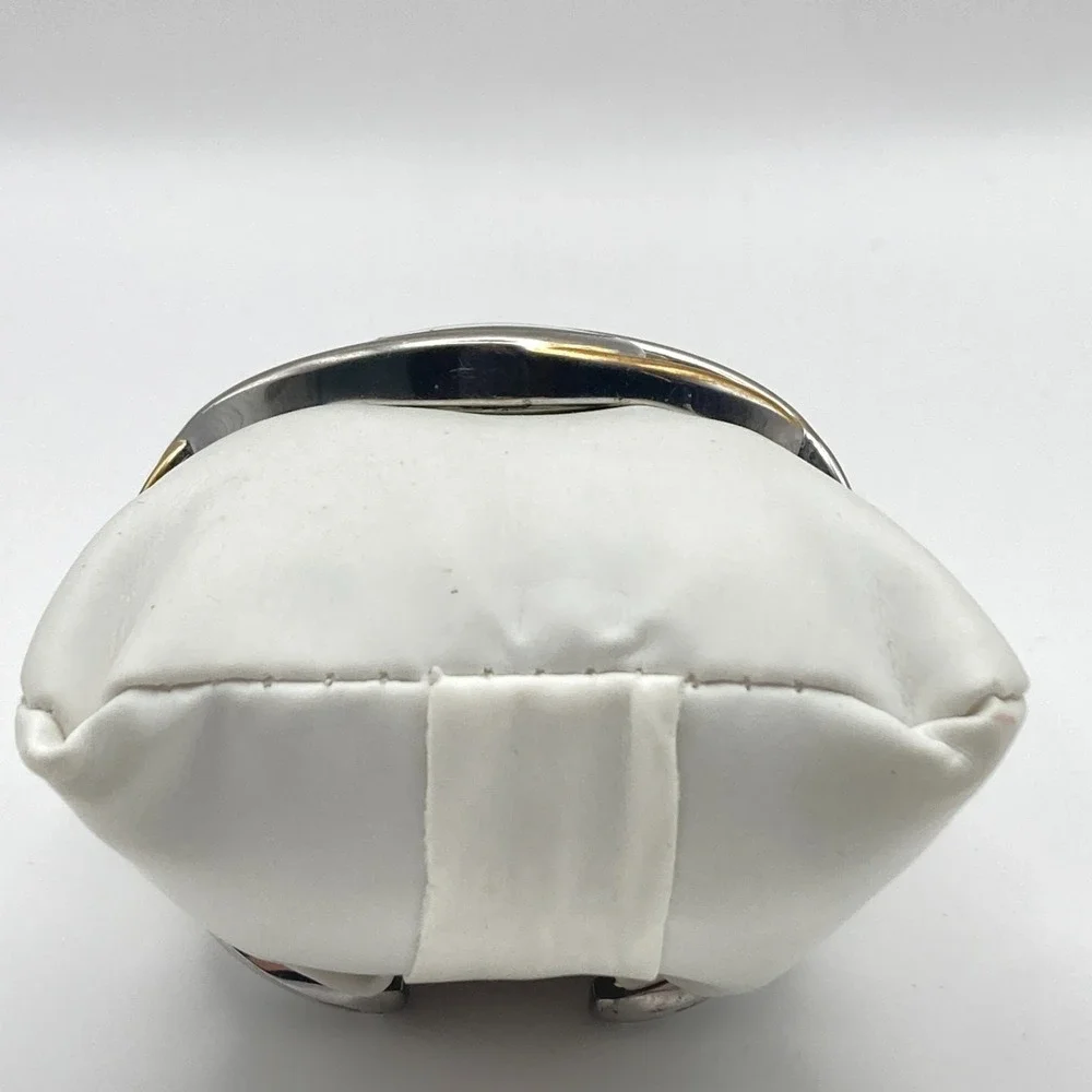 Vivani Women's Watch Cuff Silver Gold Two Tone 20mm Oval New Battery 6.5